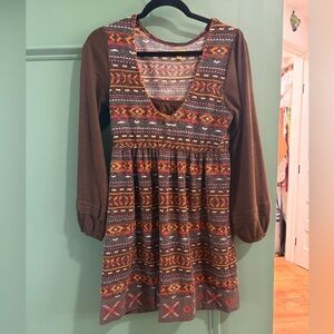 Brown Patterned Women's Dress